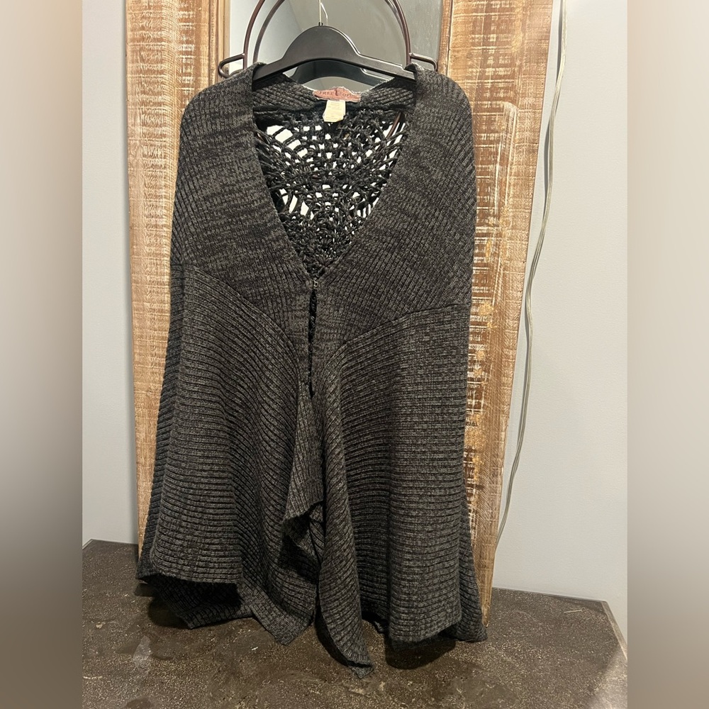 Free People Black Open-Knit Sweater